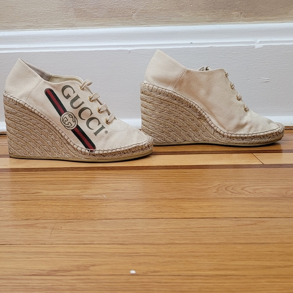 GUCCI WEDGE ESPADRILLE PLATFORM SNEAKERS - Picture 5 of 9